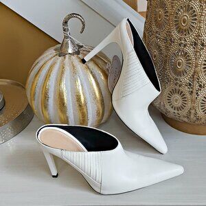 ZARA WHITE Leather POINTED ANKLE BOOTIES SZ 9